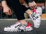 Women's Fashionable Graphic-Print Chunky Sneakers - Red - Size 8 V1106-M-SHOE-7942-RED-8AU8EU39