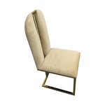 2X Dining Chair Stainless Gold Frame & Seat Beige Fabric V43-DC-FNC-BG