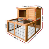 i.Pet Chicken Coop Rabbit Hutch 96cm x 96cm x 100cm Large Chicken Coop Run Wooden Cage Outdoor House PET-GT-WOOD-R8002-S