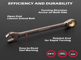SEDY 24PCS Ratcheting Wrench Set Metric SAE CR-V Steel 72T With Magnetic Holder V465-81178