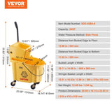 Mop Bucket with Wringer, 26 Qt. Commercial Mop Bucket with Side Press Wringer, Side-Press Mop Bucket V952-DJSDTBT2628QRG0VAV0