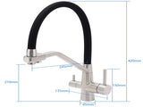 Brushed Nickel 3 Way Pull Down Kitchen Mixer Pure Drinking Water Sink Tap Spout V1233-KRD526BS
