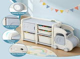 Keezi Toy Storage Organizer with 4 Storage Bins and Cabinet, Bookcase Toys Box, Toy Storage for KPS-TOY2T-4BIN-BG
