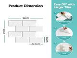 Artiss 3D Peel and Stick Wall Tiles Self Adhesive Subway Backsplash 10 Sheets, White PST-200-WH