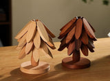 2-Piece Foldable Christmas Tree Design Pot Holders Set Decorative Heat Resistant Trivets with Holder V1258-DP02-BOL-212