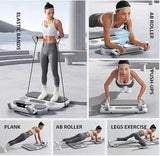 Grey 6-in-1 Multifunctional Fitness Board Ab Wheel, Automatic Rebound, Fat Burning and Core V888-ELOSUNG13252