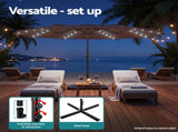 Instahut Outdoor Umbrella 4.57m Solar 48 LED Double-Sided Patio Parasol Brown UMB-POLE-4-TR-LED-BR