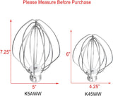 K5AWW Replacement Whole Stainless Steel Wire Whip for 5 Quart Bowl-Lift 6-Wire Whip V1258-DP02-C-1070