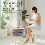 Ottoman Foot Stool Velvet Fabric Metal Leg Round GREY V274-FT-VST-1596-GY