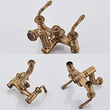 Bathtub Faucet with Handheld Shower Antique Brass Wall-Mounted Multifunctional Mixer Tap, Hot & V1107-113-05005-BRO-A