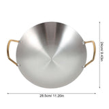 Nonstick Stainless Steel Double Handle Wok Pan Plated Silver for Household Cooking V1192-AZ-W-22635