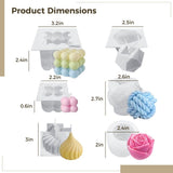 6PCS Silicone Candle Molds, DIY Candle Making Kit 6 Styles, 3D Silicone Mold Set with 100 Wicks & V1369-AZ3-W-08561