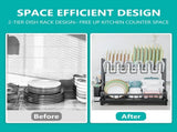 CARLA HOME Dish Drying Rack 2-Tier Kitchen Drainer with Drainboard LSB-36245