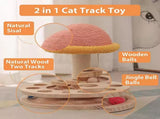 Small Pink Interactive Cat Scratching Post with Ball Track - Fun Mushroom-Shaped Cat Toy for Play, V888-ELOSUNG13626