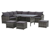 Gardeon Outdoor Furniture Dining Setting Sofa Set Lounge Wicker 9 Seater Mixed Grey ODF-SDBOSS-3OTM-GE