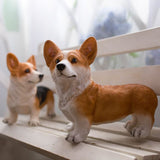 Dog Statue Vivid Cute Style Small Compact Resin Material Corgi Ornament for Gardens Indoor Desks V1294-YM0717-3111220225011