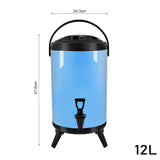 SOGA 12L Stainless Steel Insulated Milk Tea Barrel Hot and Cold Beverage Dispenser Container with VICDISPENSER12LBLU