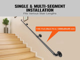 Pipe Stair Handrail, 3m Staircase Handrail, 200KG Load Capacity Carbon Steel Pipe Handrail, V952-TZBGSLTFSGY10E0RRV0