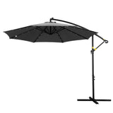 Instahut Outdoor Umbrella 3M Cantilever Beach LED Garden Shade Patio Charcoal UMB-BAN-8RIB-LED-CO