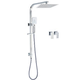 WELS Chrome 8" Twin Square Shower Set Rain Head 3 Modes Handheld Sliding Rail Taps V1233-C7121SHS002M4CKSS110CPF0272A