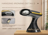 Black Handheld Garment Steamer - Portable Mini Steam Iron for Home Use, Wrinkle Remover & Fabric V888-ELOSUNG12174