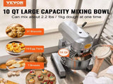 Commercial Food Mixer, 10L Commercial Stand Mixer with 3 Adjustable Speeds, 550W Dough Mixer with V952-ZXSPJBJ10QT66CB89V3