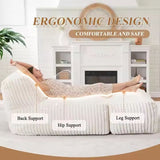 Ergonomic Bean Bag Chaise Lounger with Vertical Plush Fabric and High-Density Foam for Living Room V1341-ZY-EZHP94CL-BEIGE