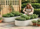 Green Fingers Raised Garden Bed 2 Pack Galvanised Planter Box Rust Resistant 120x60x30cm White GB-OVAL-1206030-WHX2