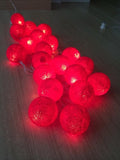 1 Set of 20 LED Red 5cm Cotton Ball Battery Powered String Lights Christmas Gift Home Wedding Party V382-REDBALLBATT20
