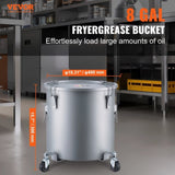VEVOR Fryer Grease Bucket, 30L/8Gal Oil Disposal Caddy with Caster Base, Carbon Steel with V952-DJLZGYZTTGPSPYAT5V0