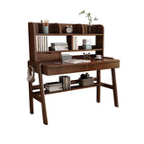Ave Solid Wood Study Desk with Shelf and Drawers/Bookcase/Rubberwood/Walnut V1057-DM6283-120CM