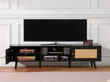Rattan TV Stand for 65 inch TV, Boho TV Stand with Rattan Door, Entertainment Center with Build-in V952-TBDSJ55YCHSLT8DGQV3