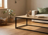 CARLA HOME Modern Rustic Coffee Table - Wood Top Metal Frame - Brown - Steel - Modern Coffee Table V178-36423