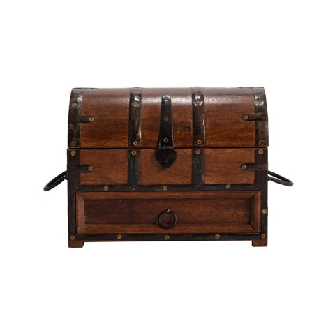 Handcrafted Treasure Chest Box w Drawer 30cm V637-59079CHS