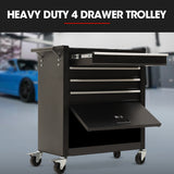 Bullet Pro 4 Drawer Tool Box Cabinet Trolley Storage, with 1-Door Toolbox Garage Organiser Set, V219-TOLCABBU15KA