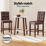 Artiss 4x Bar Stools Kitchen Dining Chairs Counter PU Leather Wooden Ada Brown UPHO-C-BAR-2501-BRX4