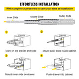 Drawer Slides with Lock, 1 Pair 40 inch, Heavy-Duty Industrial Steel up to 500 lbs Capacity, 3-Fold V952-SDSSSCTD40500HBPDV0