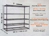 Storage Shelving Unit, 5-Tier Adjustable, 2000 lbs Capacity, Heavy Duty Garage Shelves Metal V952-XLZLKHJCL24DXIG4AV0
