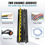 VEVOR 5 PCs Cable Protector Ramp, 2 Channel, 10000 kg/axle Capacity Heavy Duty TPU Wire Cover Ramp V952-SK52WH1211TPU2ZI9V0