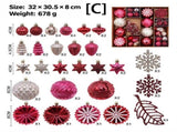 62-Piece Hand-Painted Christmas Ball Ornament Set with Assorted Shapes and Textures for Holiday Tree V1341-ZY-2DTQTSTP-F