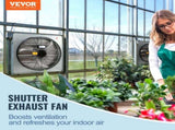 Shutter Exhaust Fan, 610 mm High-speed 1400RPM 2892 CFM, Aluminum Wall Mount Attic Fan with V952-BYCSPQSDJAC2421TSV3