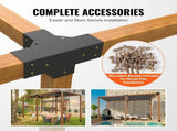 2 Pack 4 Way Pergola Bracket Kit for 4x4 Posts Heavy Duty Corner Brackets DIY Wood Post Base for V767-VVR-LPJJST2PCS4XSCD6IV0