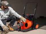 Drain Cleaner Machine 75FT x 1/2Inch, Auto Feed Sewer Snake Auger with 4 Cutter & Air-activated Foot V952-ZDJJKLSGDSTJZ6H35V3