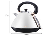 Pronti Breakfast Set with Rose Gold Kettle & Toaster with 1.25L Espresso Machine - White KT-TS-850D-WH
