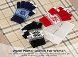 3 Pairs Touch Screen Gloves with Snow Flower Pattern, Warm Knit Winter Gloves Christmas Gifts V1189-LWWAL-20260325-00028