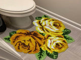 Toilet Rugs Rose Toilet Mat, Non Slip Rugs, Machine Washable, Absorbent, Super Cozy Yellow V1369-AZ3-W-02404