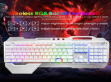 104 Keys Wireless Gaming Keyboard Mouse SetMouse Pad, RGB LED Backlit PC/Laptop White-RGB V201-W11043639