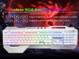 104 Keys Wireless Gaming Keyboard Mouse SetMouse Pad, RGB LED Backlit PC/Laptop White-RGB V201-W11043639