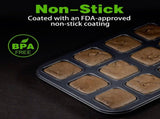 2 Pack 12 Cavity Brownie and Muffin Pans, Non Stick Carbon Steel Bakeware for Mini Cakes, Brownies, V1189-LC-AMZ-00082