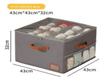Premium Heavy Duty Shoe Storage Box 16 Grids 43cm Cube Foldable Fabric Wardrobe Organiser with Label V888-ELOSUNG41556